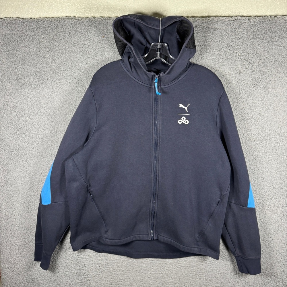 Puma x Cloud9 Mens XL Full Zip Hoodie Navy Blue‎ Esports Gaming Jacket 598204-01